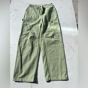 Women's Billabong Pants Green Wide Leg 24 Workwear Cargo Military Surf Retro